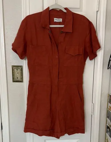 Rivet.Utility dreamer linen romper in rust Orange Size M - Image 4