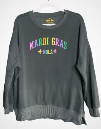 MARDI Gras Women's Gray Mardi Gras NOLA Crewneck Sweatshirt Large