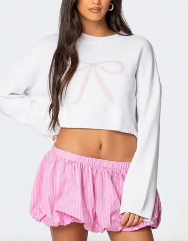 Edikted Knit Bow Cropped Sweater