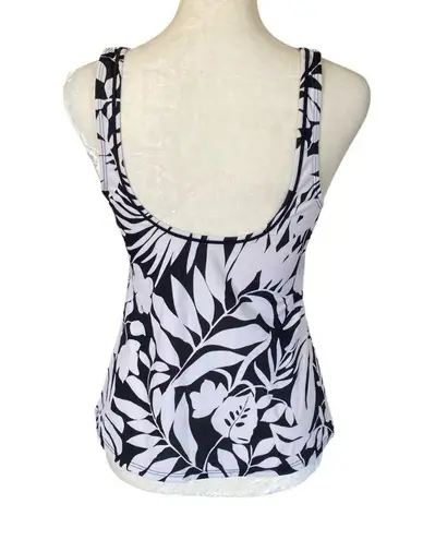 Jantzen women's size 10 black and white tropical print lightly padded tankini