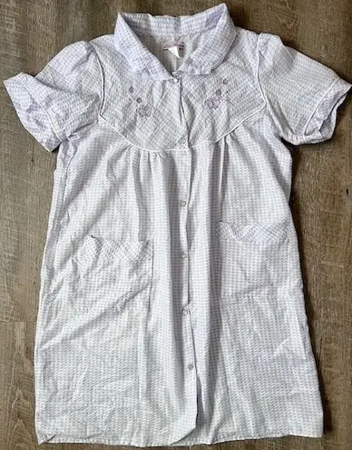Lati Fashions robe housecoat mumu night gown sleepwear purple gingham size L Size L