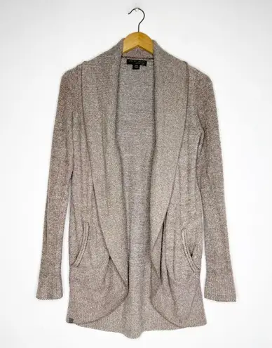 Barefoot Dreams CozyChic Lite Waterfall Front Cardigan Sweater Taupe Brown XS/S