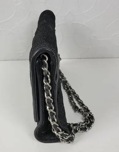 Judith Ripka Women's Clutch Black Stingray Quilted Leather Convertible Chain