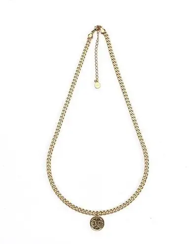 Mayamar Coin Curb Chain Necklace 24K Gold Plated NWT
