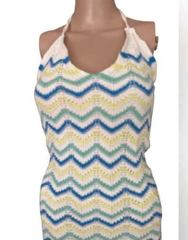 *NWT* Freshman 1996 Knit Chevron Multicolor Maxi Dress S Blue