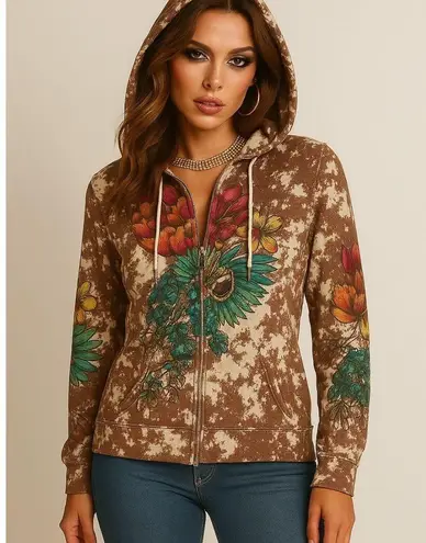 Ed Hardy Style Tattoo Graphic Zip up Hoodie