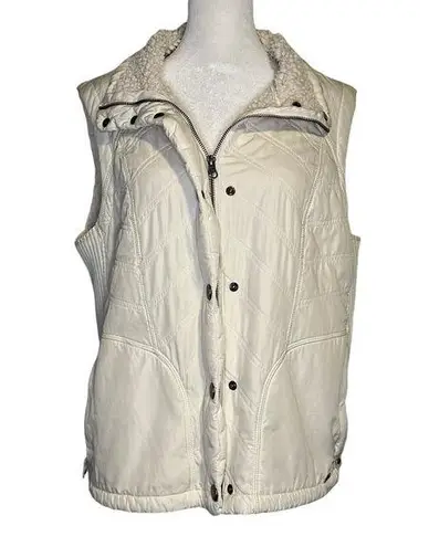 prAna  white fur-lined vest size L