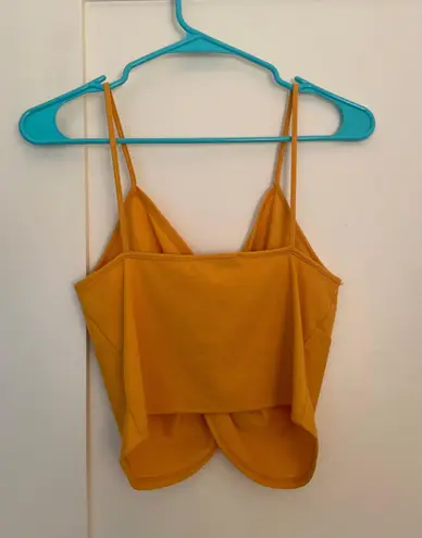 ZARA Twist Front Tank Top In Yellow/Orange