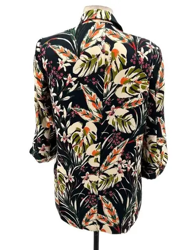 ZARA  Wild Willow Floral Satin Blazer 3/4 Length Sleeve Size Medium