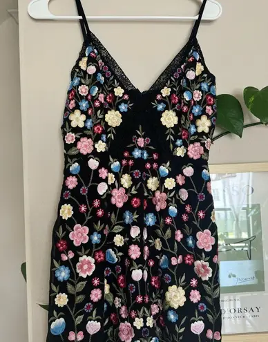 Needle & Thread Black Flower Foliage Romper