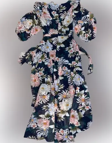 Eliza J NWOT Floral Long Sleeve High-Low Faux Wrap Dress size 8