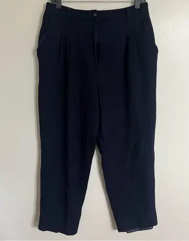 Sag Harbor Vintage Black 100% Wool Lined Ultra High Rise Pleated Pants Size 16