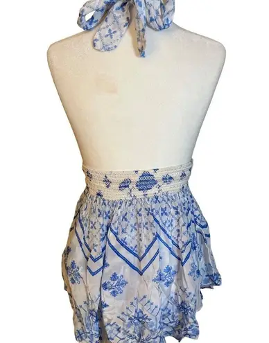 Rococo  SAND Leas Cutout Dress in White & Blue XSmall Womens Mini