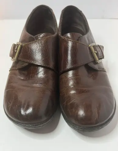 Born concept BOC Brown Leather Wedge Loafers Size 8M