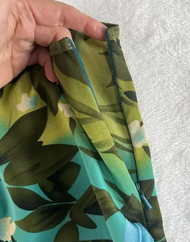 Vtg Y2K 2000s Small Slip Skirt Floral Lace Ruffle Boho Cottage Prairie Coquette Green