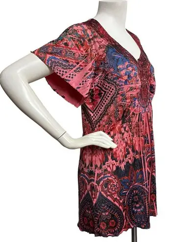 Covington Women's Cherry Missy Sublimation Top Blouse Size L NWT Artsy Print