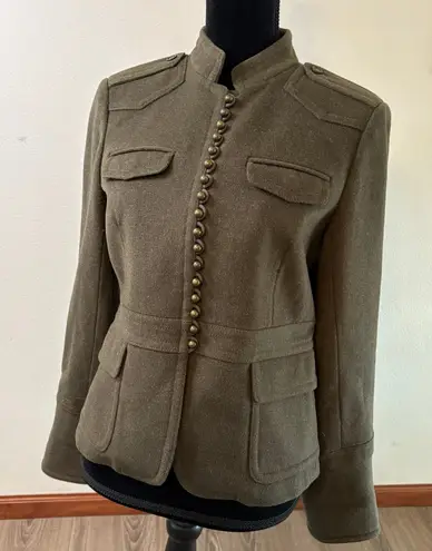 J.Crew Wool Military Officer Jacket | Size 8 | Brass Buttons | Vintage FA06 Green