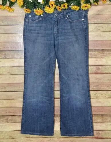 Ladies Seven for All Mankind Wide Leg Crop Vintage Dojo Jeans Size 32 Light Wash Blue