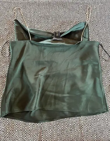 House of Harlow NEW! NWT Silky Cami Top Rhinestone Straps Emerald Green Size S