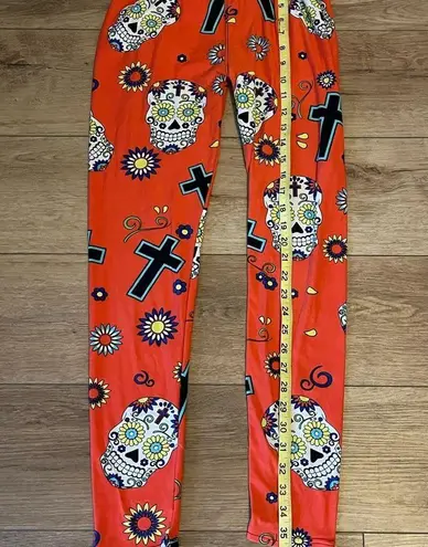 Butter Soft Sugar skull cross leggings one size  stretch western, goth Halloween