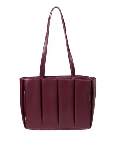 THEMOIRè Kore Vegan Nappa Quilted Tote, Made in Italy, Burgundy, New w/Tag $490