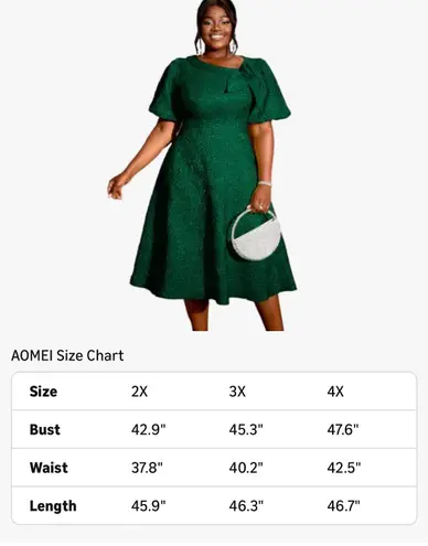 AOMEI Green Textured Midi Dress Puff Sleeve Bow Detail Women’s 4XL NWT Size 4X