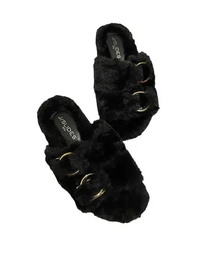 JSlides J/Slides Bree Faux Furry Slides Slip on Sandals Shoes