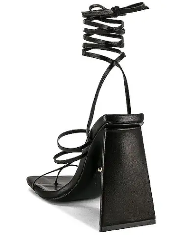 Raye Revolve -  Darryl Leather Wrap Trapezoidal Heels in Black