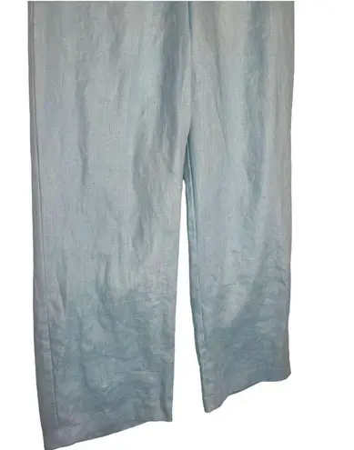 Liz Claiborne  Pants Womens 14 Linen Audra Wide Leg Beach Lagenlook Mint Blue