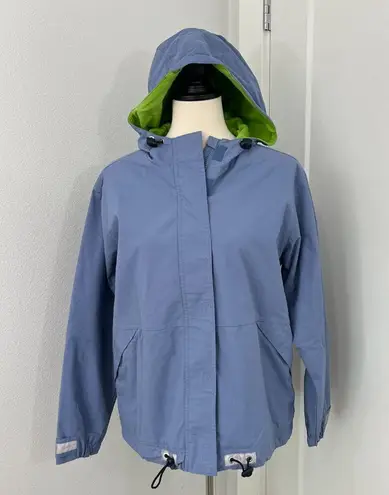 Hanna Andersson XS Blue, Lime Green Unisex Windbreaker Hooded Rain Jacket Blue