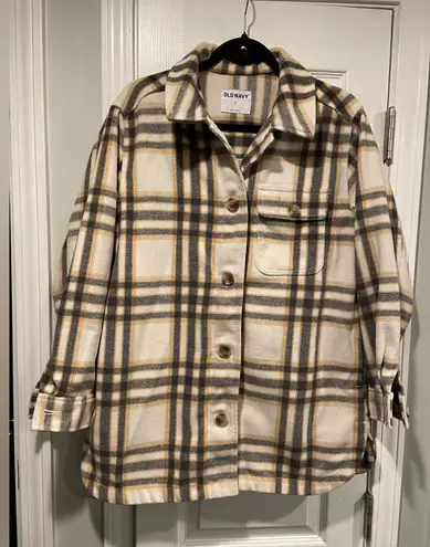Old Navy  Size S Oversized Plaid Flannel Shirt Jacket Soft Brushed Button Shacket - Image 1