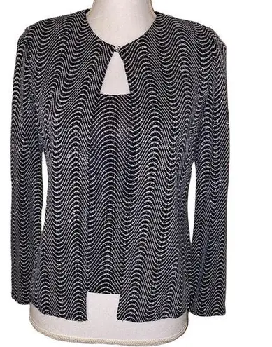 Vintage Y2k 90s Glitter Patterned 2 Piece Tank & Cardigan Set, Black/Silver, S