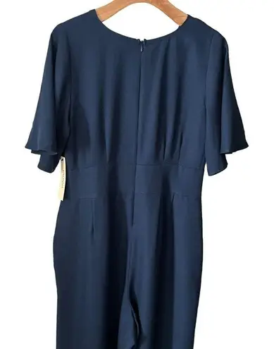 Kiyonna Blue Peasant Jumper Womens Size Large Short Sleeve V Neck Back Zip NEW