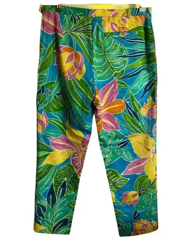 Lauren Ralph Lauren Palm Print Tropical Cotton Cropped Trousers size 4 Green