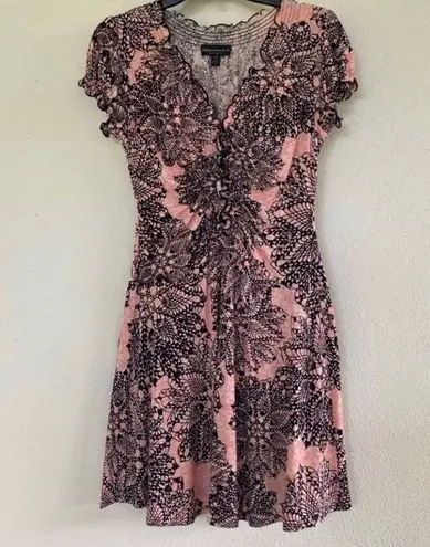 Connected Apparel - Black/Pink Plunge Neckline Dress