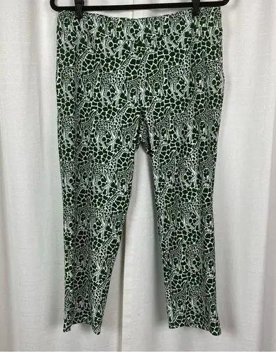 Jude Connally Green Giraffe Print Knit Cropped Pants Sz.L Size L