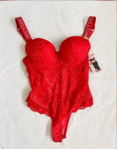 Juicy Couture  Red Sexy Lace Full Body suit Lingerie New