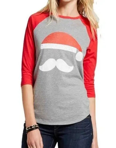 Modern Lux NWT Santa Claus Christmas Raglan Tee Gray Red New