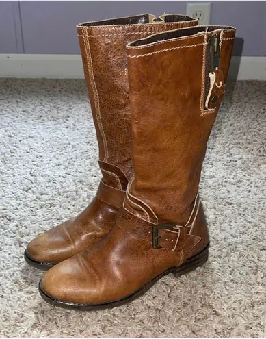 Bed Stu tan leather token moto boots