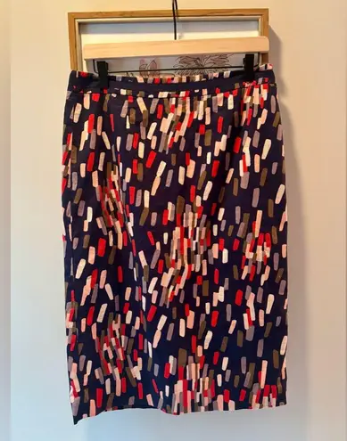 Boden Confetti Navy Colorful Multicolor Pencil Skirt | US 8L Blue Size undefined