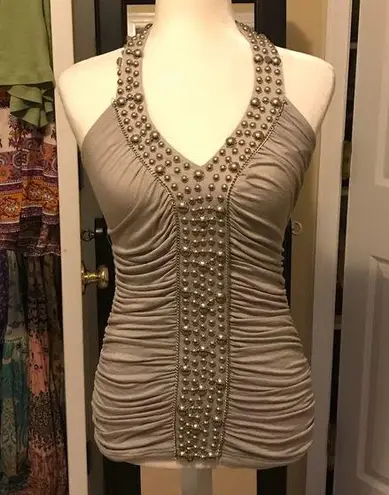 Black brand grey silver studded dressy tunic tank