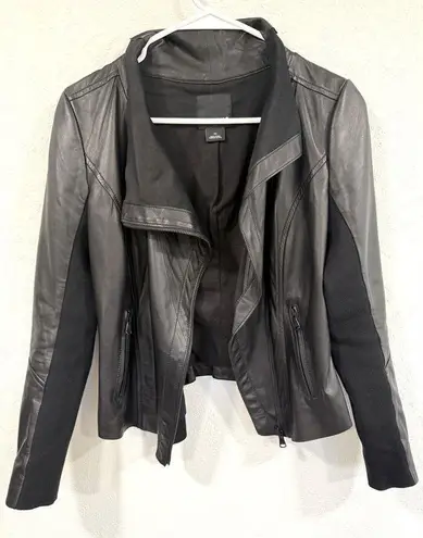 Trouve Black Drape Front Leather Moto Jacket XS EUC Lightweight