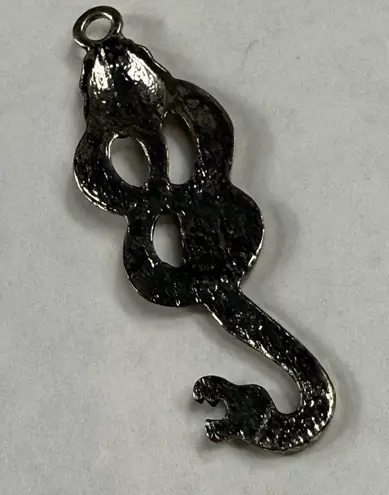 Snake Skull Pendant Charm for Necklace Silver Color Metal Goth