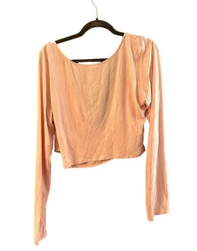 BANDIER X SOMETHING NAVY Top Women Size 2XL Cropped Crossover Pale Blush Pink