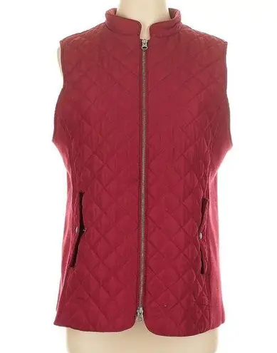 J. Jill Red Wine Quilted Sleeveless Vest Lightweight Outdoors Preppy Size Large