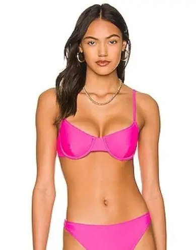 Solid & Striped  The Logan Fluorescent Pink Swim Top Sz S