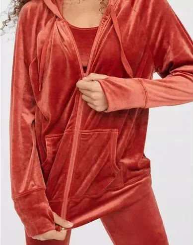 Aerie OFFLINE By  After Party Velour Oversized Full Zip Hoodie Cinnabar Women's L