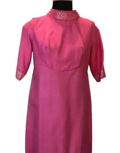 Vintage 1960s custom pink gown maxi dress slender Barbiecore prom size medium