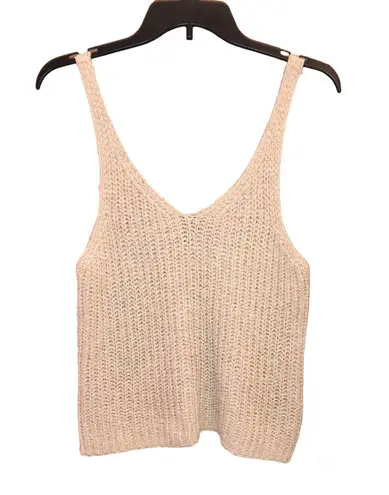 Moon & Madison Crochet Woven V Neck Knit Tank 