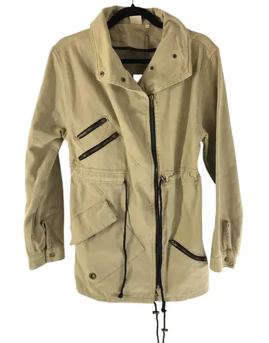 Somedays Lovin Some Days Lovin Womens Jacket Denim Utility Asymmetric Full Zip Beige XS